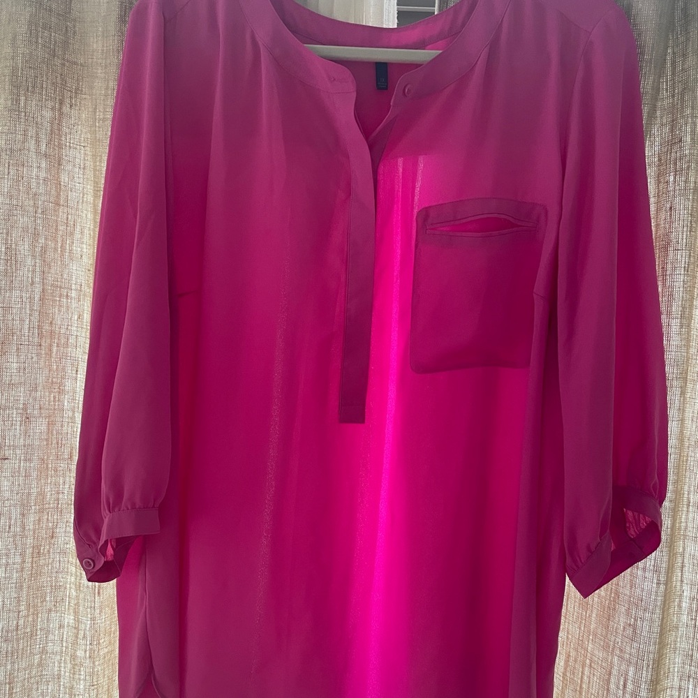 NYDJ Fuchsia Blouse with Pocket Detail